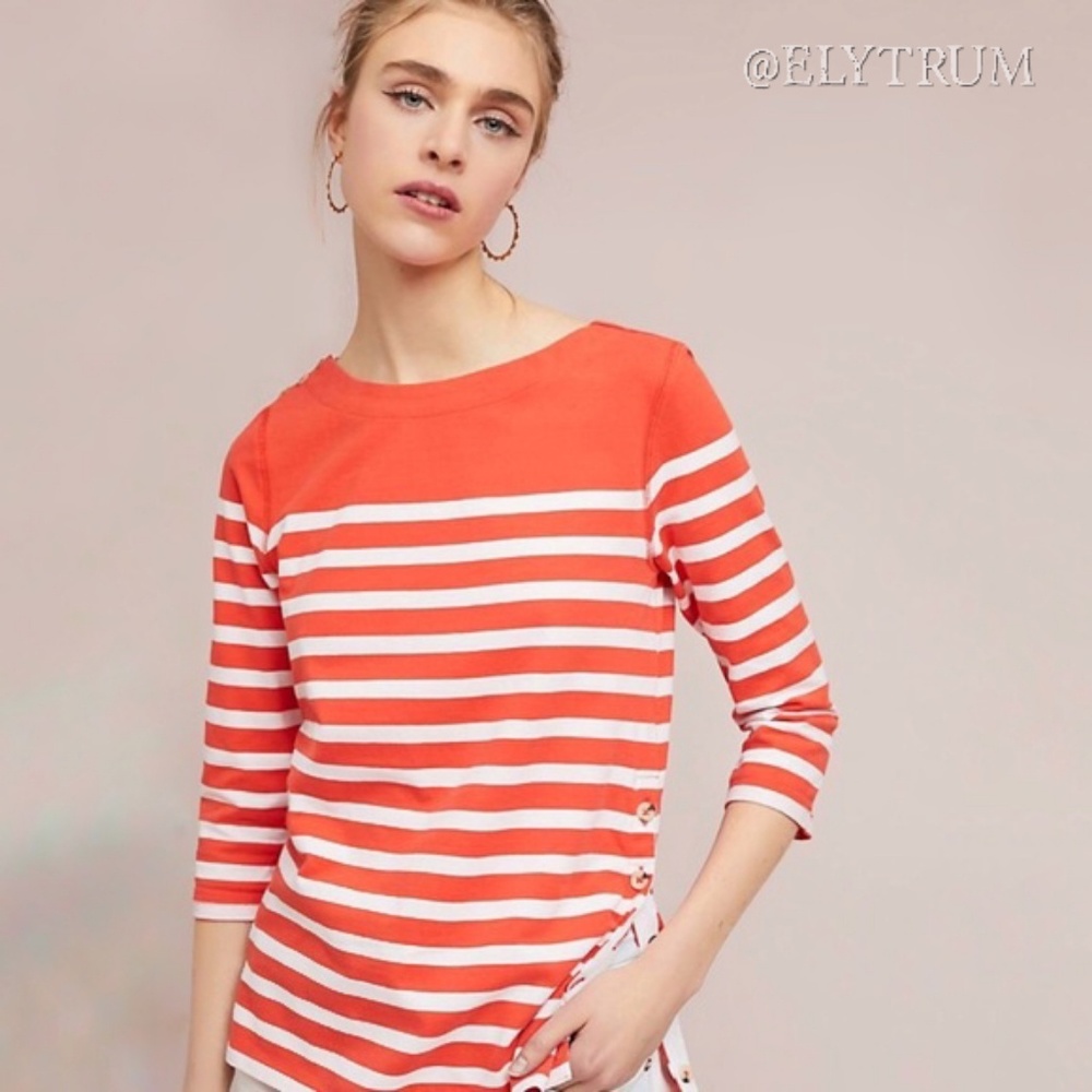 Anthropologie Maeve Bonnie Boatneck strip top